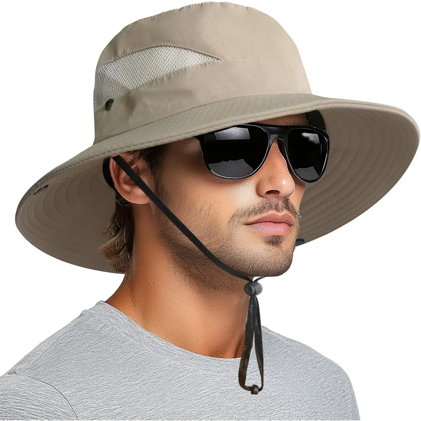 Sun Bucket Hat, male and female 3 "wide brimmed UPF 50+ bucket fishing and beach hat