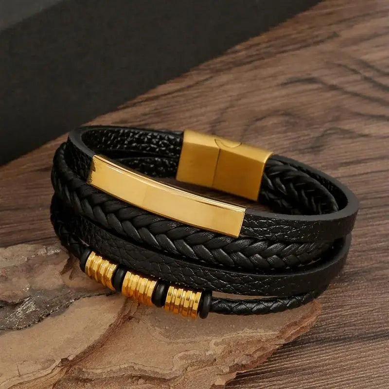 Classic Men's Leather Bracelet  Style Hand-woven Multi-layer Combination Accessory Fashion Man Jewelry