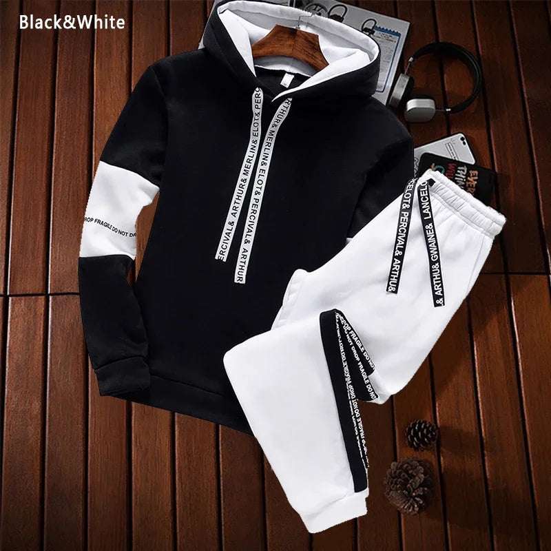 Men's Tracksuit Casual Luxury Hooded Sweatshirt High Quality Classic Black White Simplicity Suit Or Top Or Pants Jogging Clothing