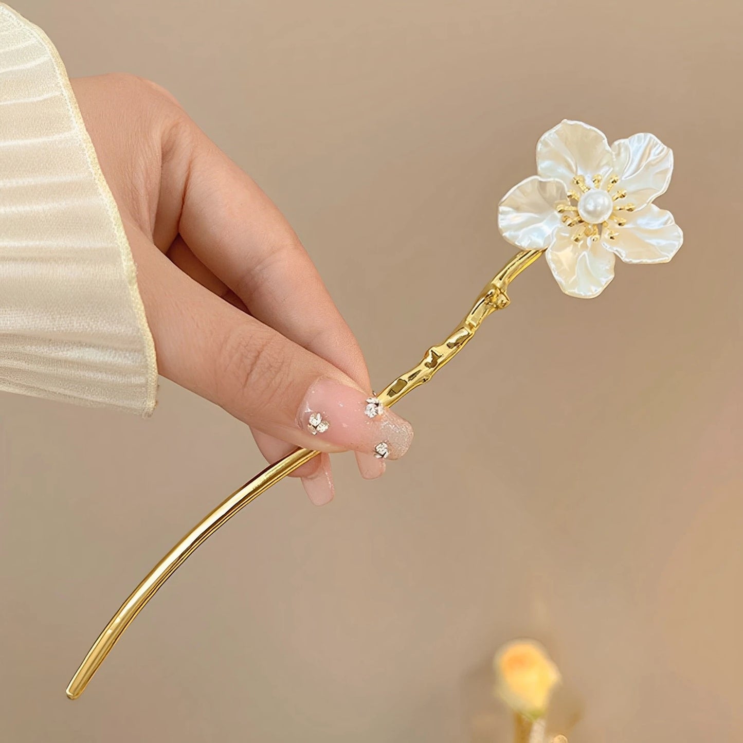 Pearl Rhinestone Flower Hairpins Hair Accessories Pearl Hairpins Flower Hair Pins Hair Ornaments Hair Stick