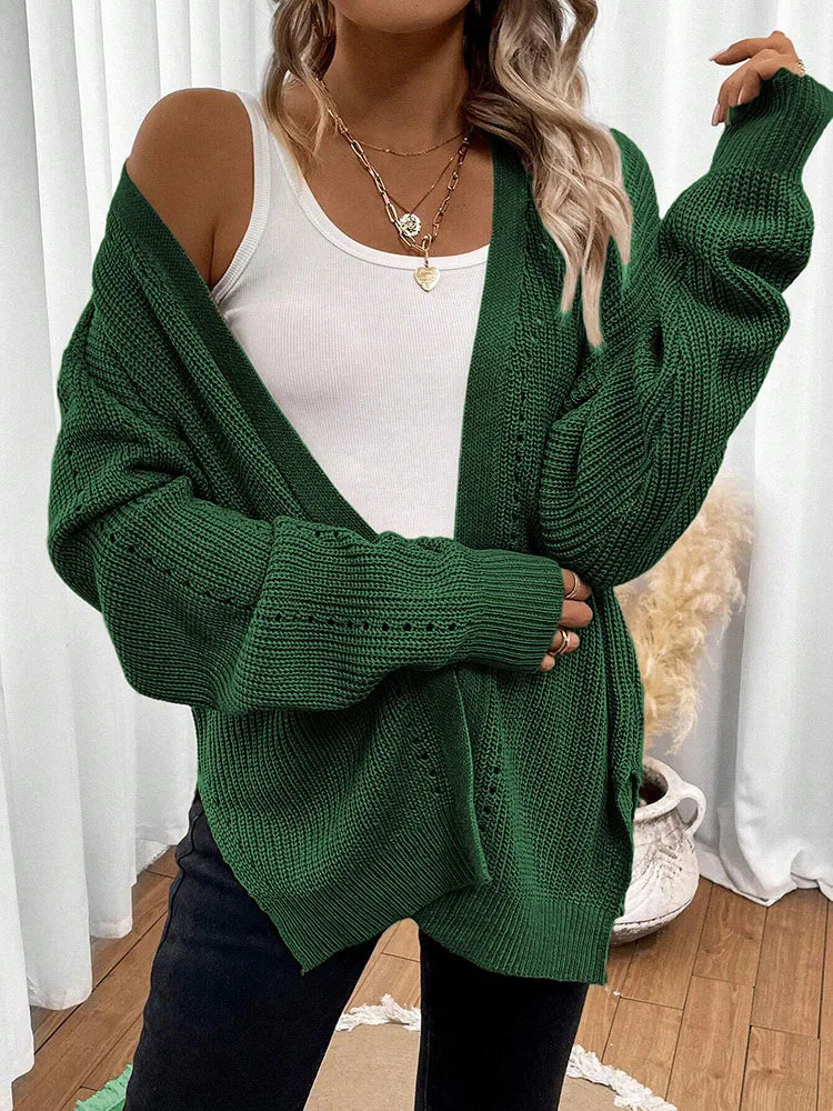Medium to long cardigan sweaters women's outerwear tops fashionable and elegant holiday wear solid color knitwear