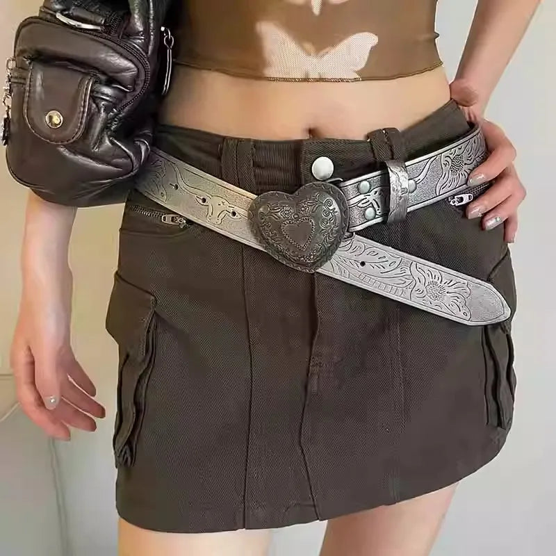 Retro Belt Female  Fashion Accessories Jeans With Slim Personality Belt Heart