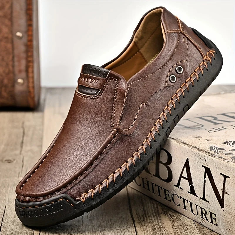 Men's Solid Color Loafers, Soft Bottom And Surface, Casual Breathable Versatile Dad Shoes, Slip-On Big Size Loafers For Men