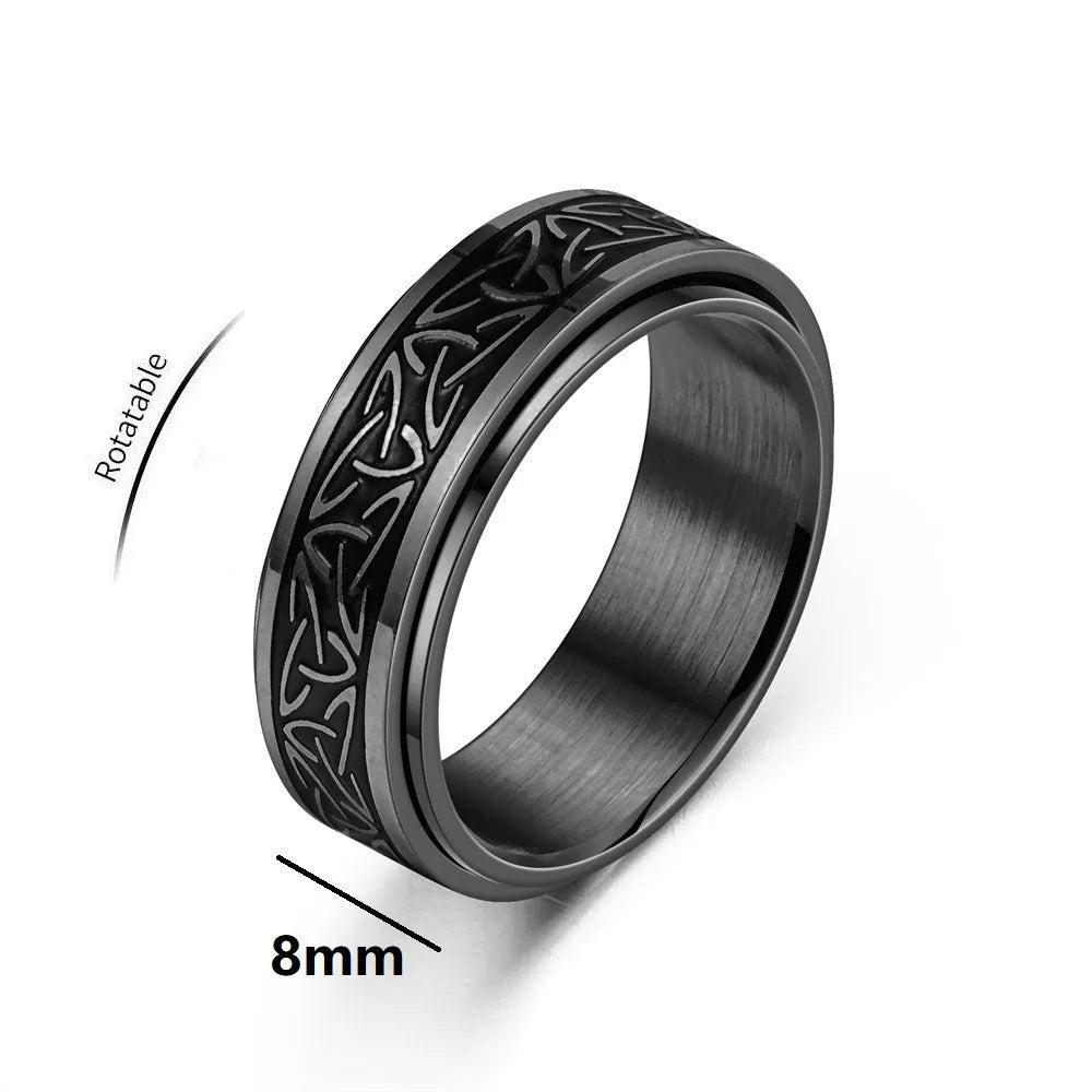 Viking Celtic Knot Rune Rings For Men Rotating Stainless Steel Anti Stress Anxiety Relief pinning Ring