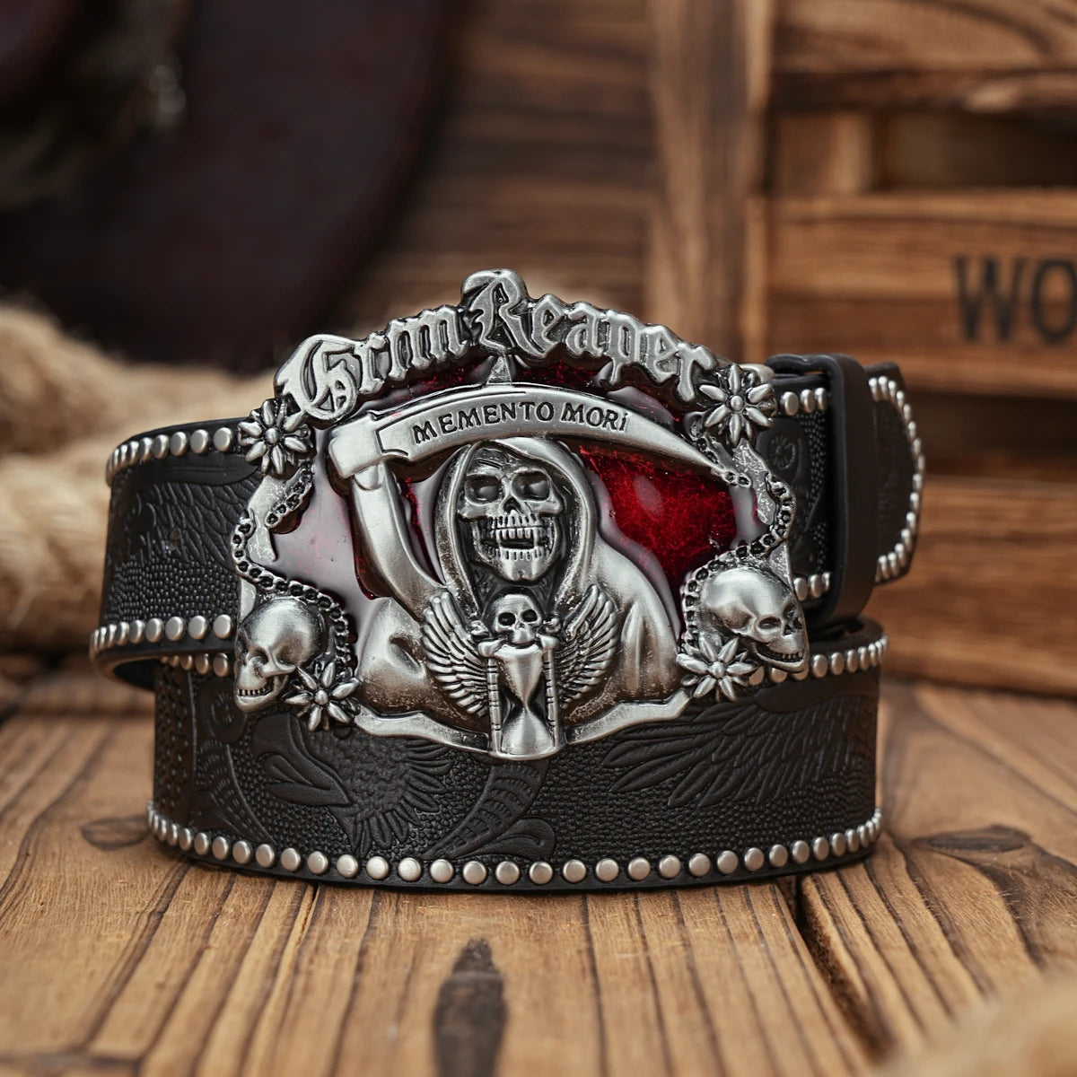 Men & Women PU Leather-Belts - Vintage Belt Eagle Engraved Leather Grim Reaper Buckle Belt for Jeans