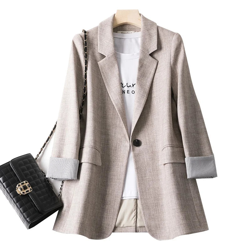 Ladies Long Sleeve Spring Casual Blazer Business Suits Work Office Blazer  Woman Jacket