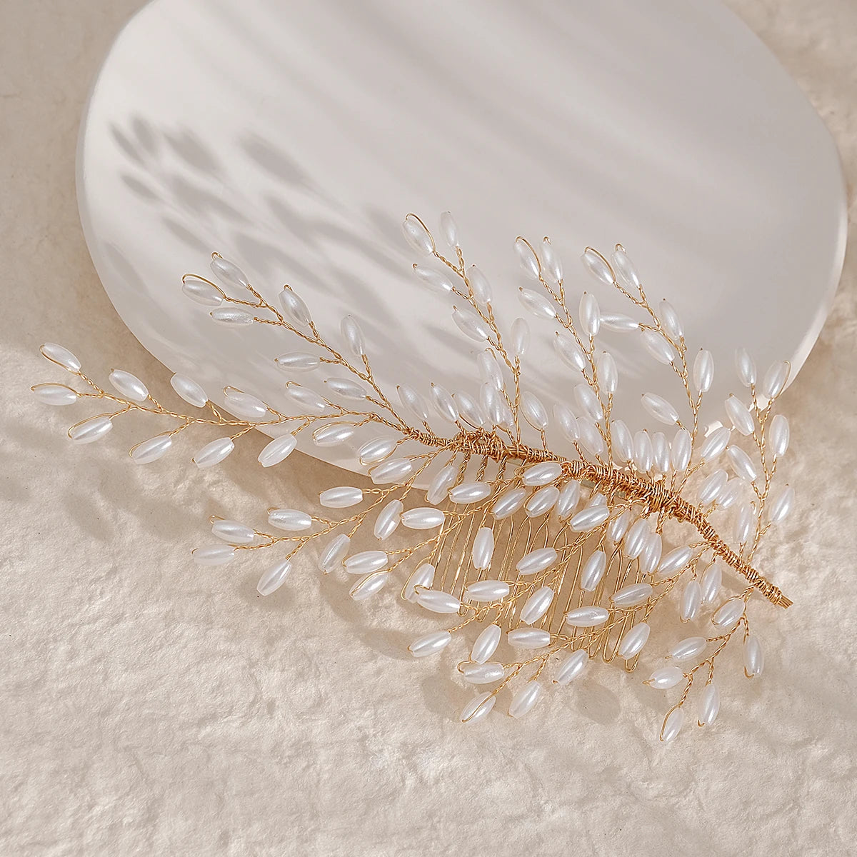Golden Luxury Pearl Hair Comb Classic Jewelry Crystal Side Bangs Hair Clip For Women Elegant Headpieces