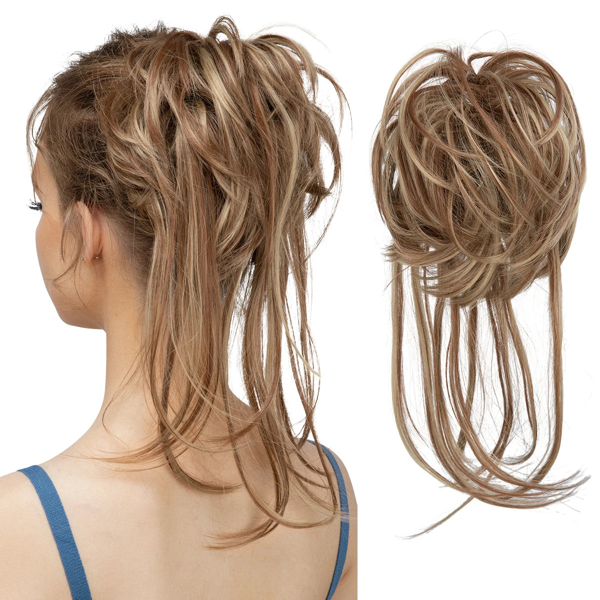 Synthetic Elastic Messy Bun Hairpieces Curly Scrunchie Black Blonde Brown Chignon Band Updo Donut For Women Natural Fake Hair