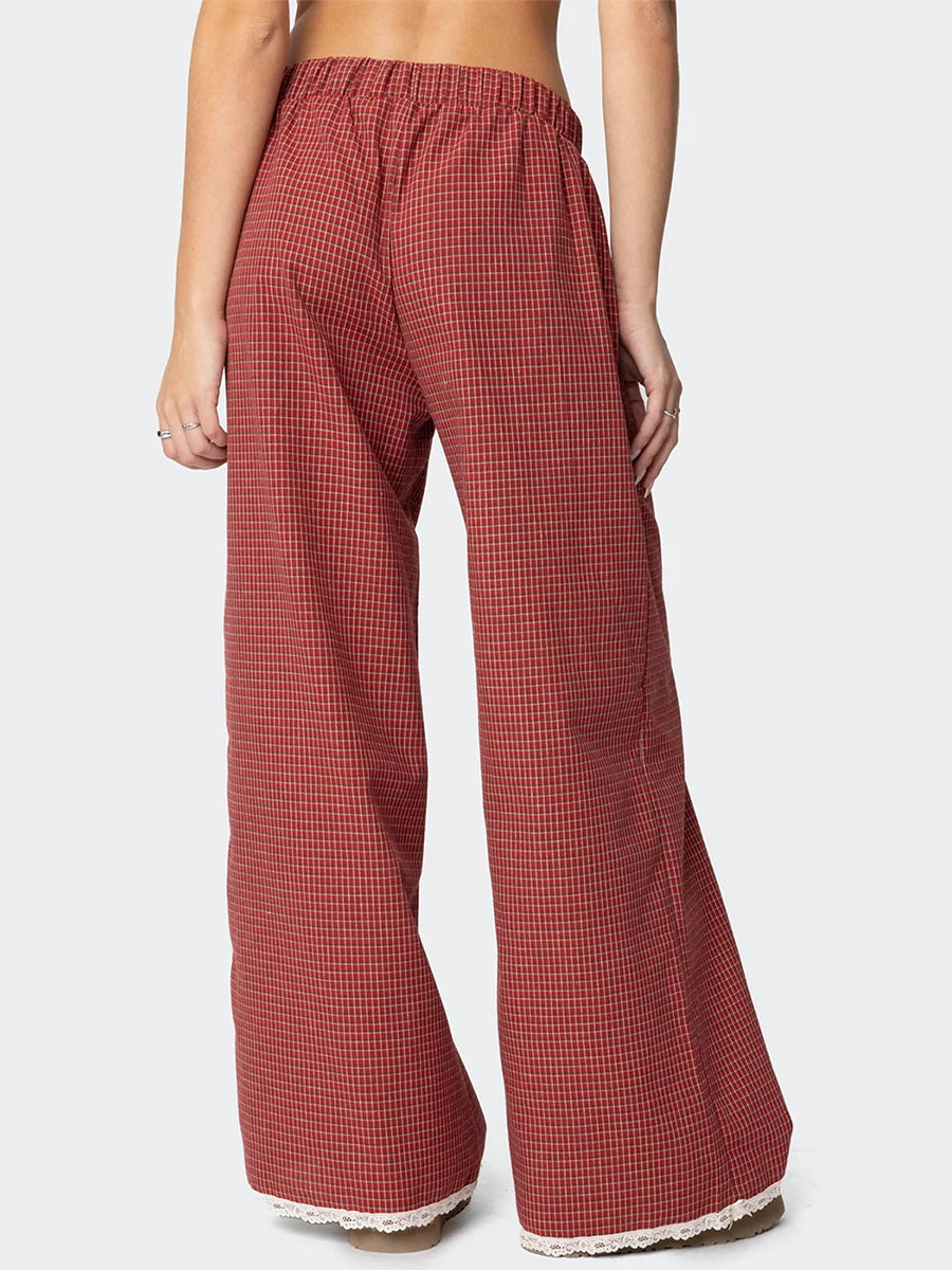 Women High Waist Wide Leg Pants Retro Floral Print Palazzo Trousers Casual Loose Fit Streetwear Fashion