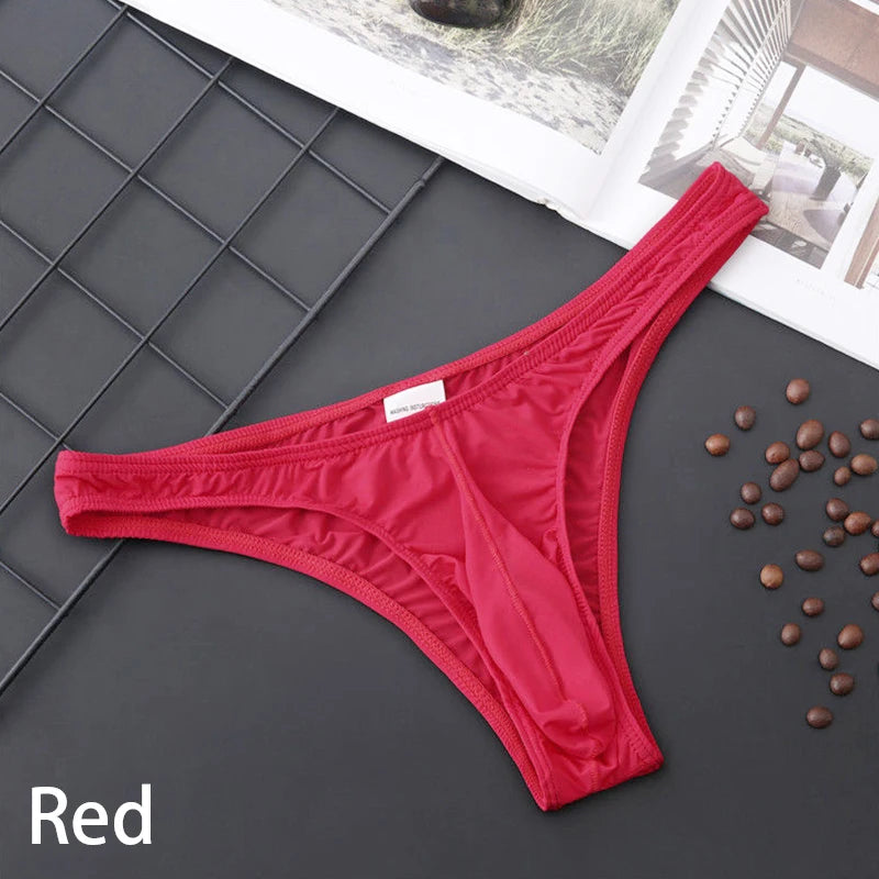 Men's Seamless Breathable Briefs Ultra-thin See-through Low-rise Underwear Sexy Transparent Low Waist Seamless Men's Solid