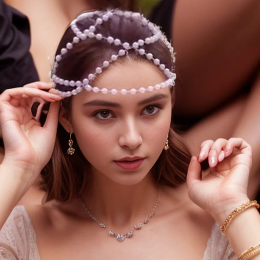 Pearl Head Jewelry Boho  Hair Accessories Mesh Chain