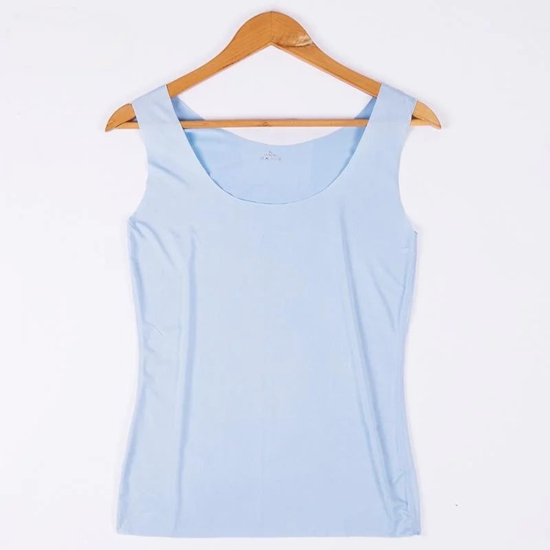 Women Summer Tight fit No trace Tanks Cami Vest Fashion Casual Sleeveless Ladies Street Tanks Tops Tees Bra