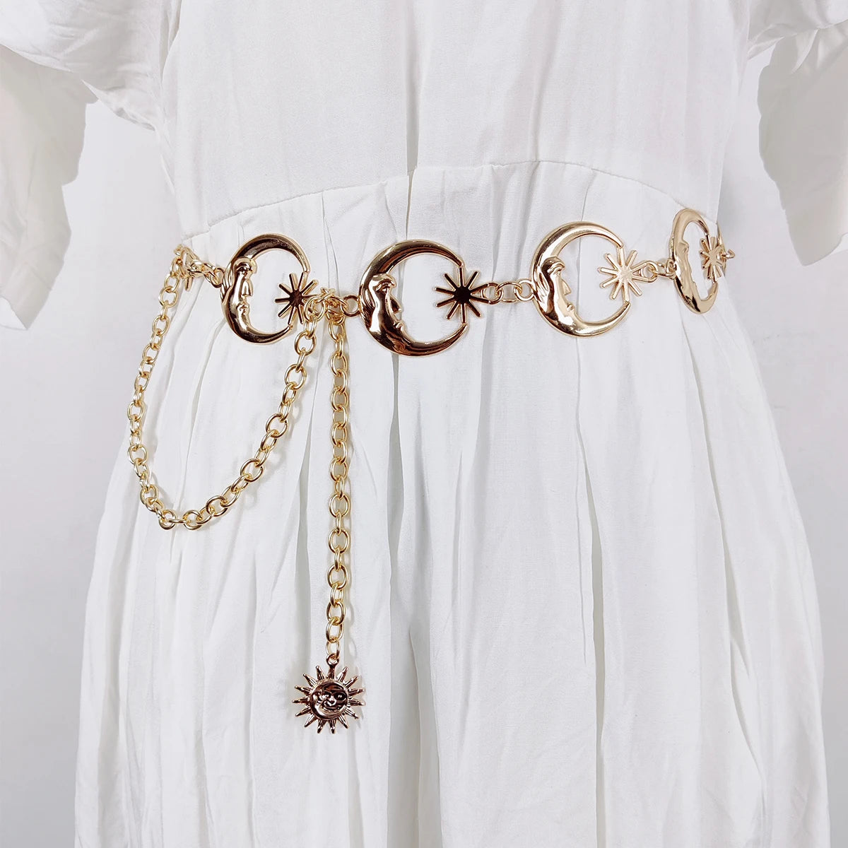Tassel Waist Gold Chain Belt Accessory  Metal Sun  Moon Belts For Women High Quality Luxury Waistband