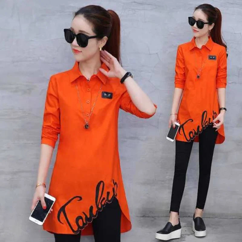 Fashion Embroidery Asymmetrical Blouse