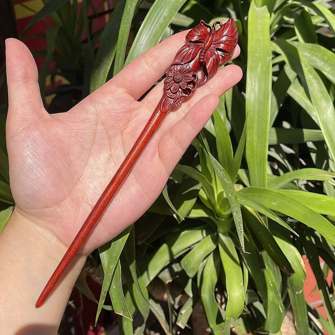 Chinese Retro Style Peach Wood Handmade Carved Hairpin Hollow Out Hair Stick Hairpin Women Hair Styling Tools Hair Accessories