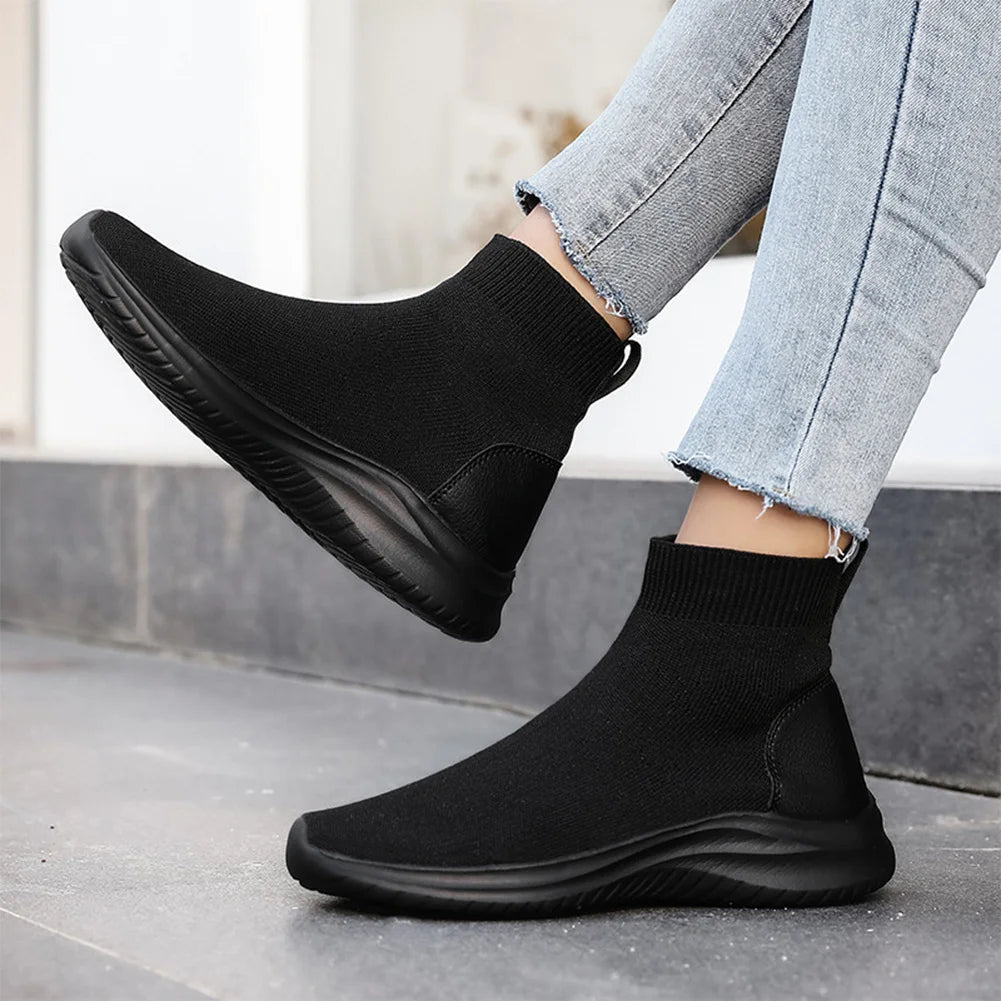 Slip on Sock-Soft Sneaker Boot Lightweight Slip On Ankle Booties Comfortable Casual
