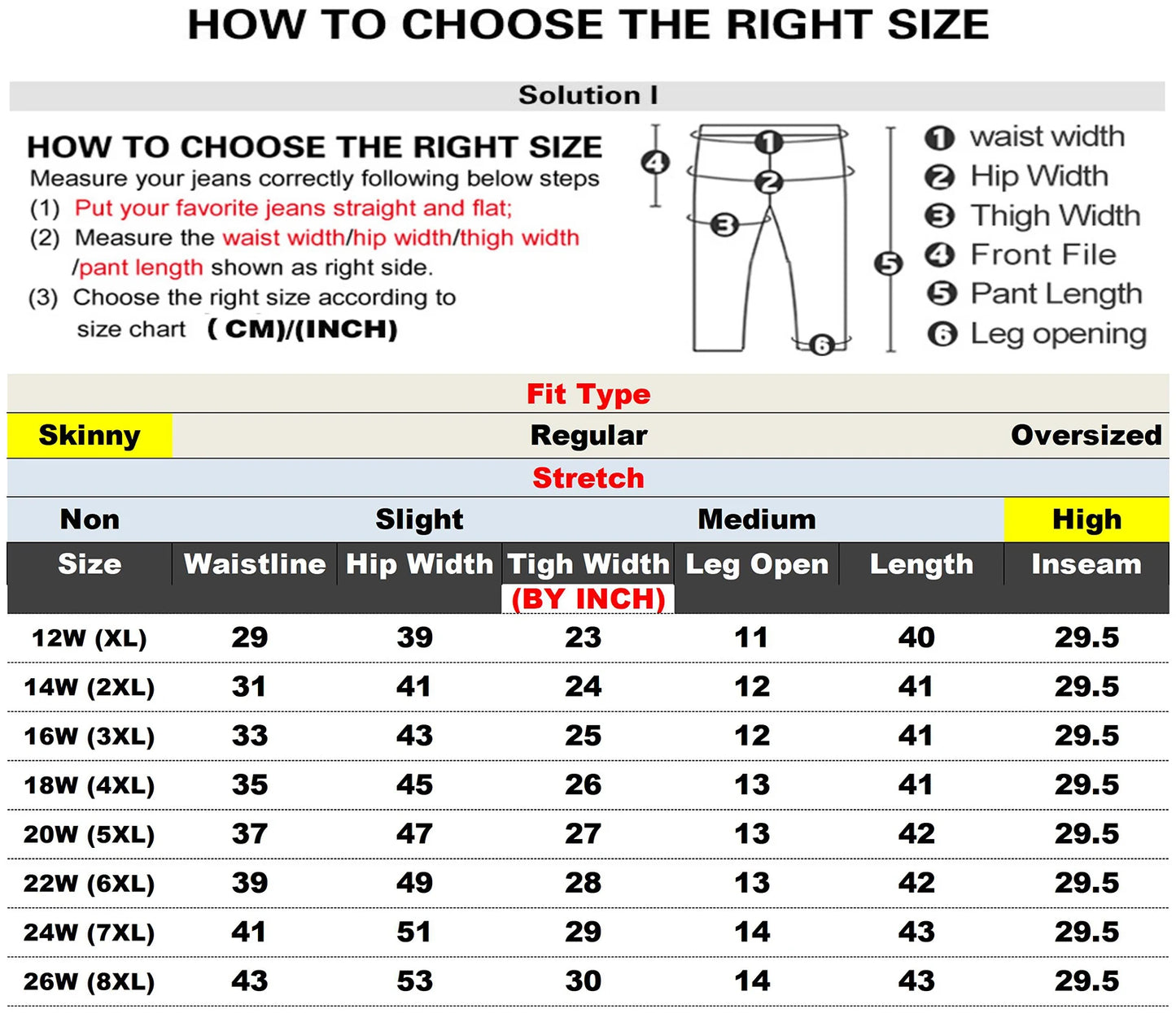 Plus Size Women Jeans  Full Length Denim Jeans High Waist High Stretchy  Denim Jeans