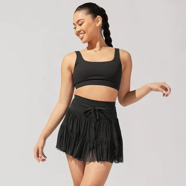 Sport Pleated Skirts With Safety Shorts  High Waist Skirts