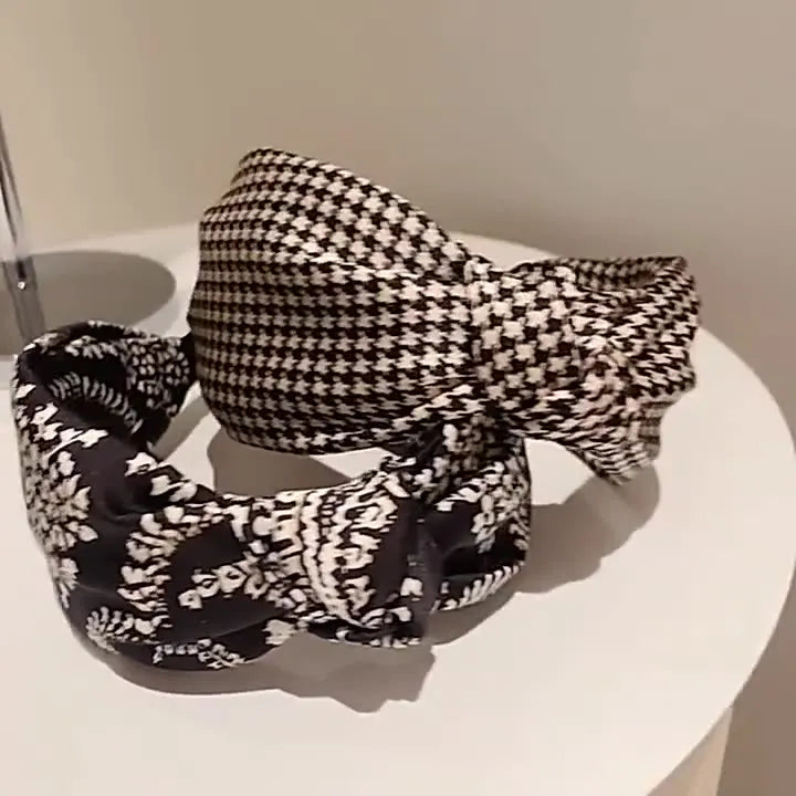 Ethnic style fabric knotted headband wide edge non-slip hairband fashion women's hair accessories