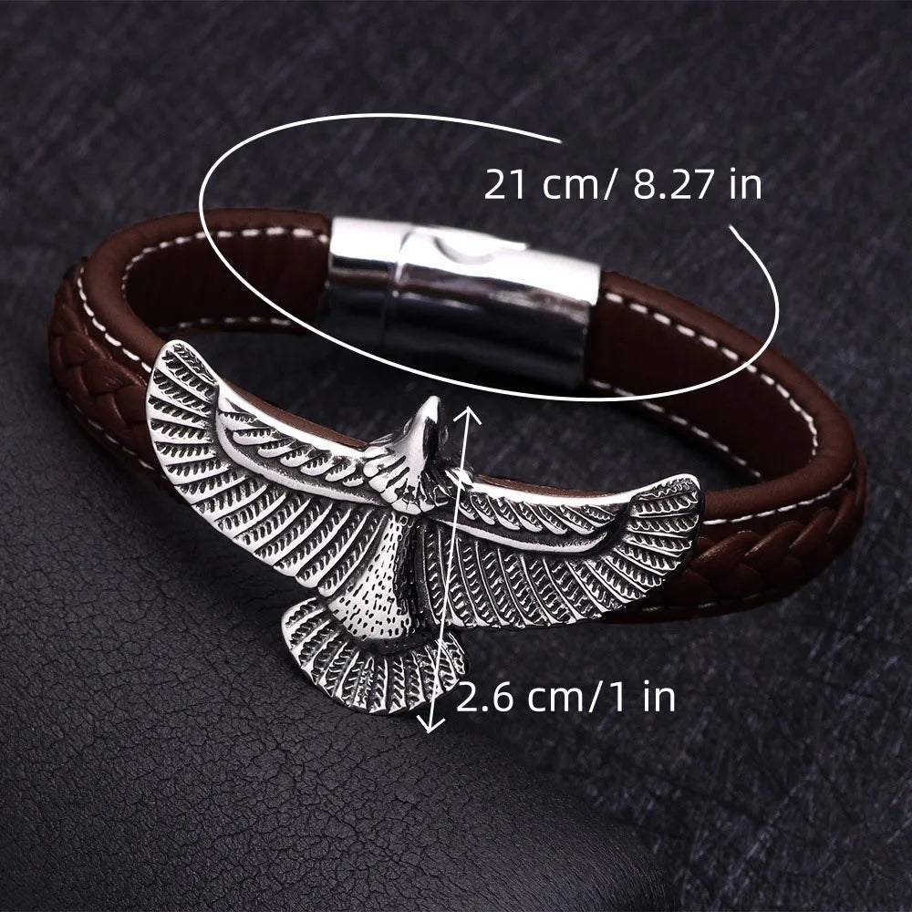 1PC Fashion Eagle Bracelet for Men Black Leather Hand Band with Magnetic Charm Bracelet Clasp Men's Accessories Gifts