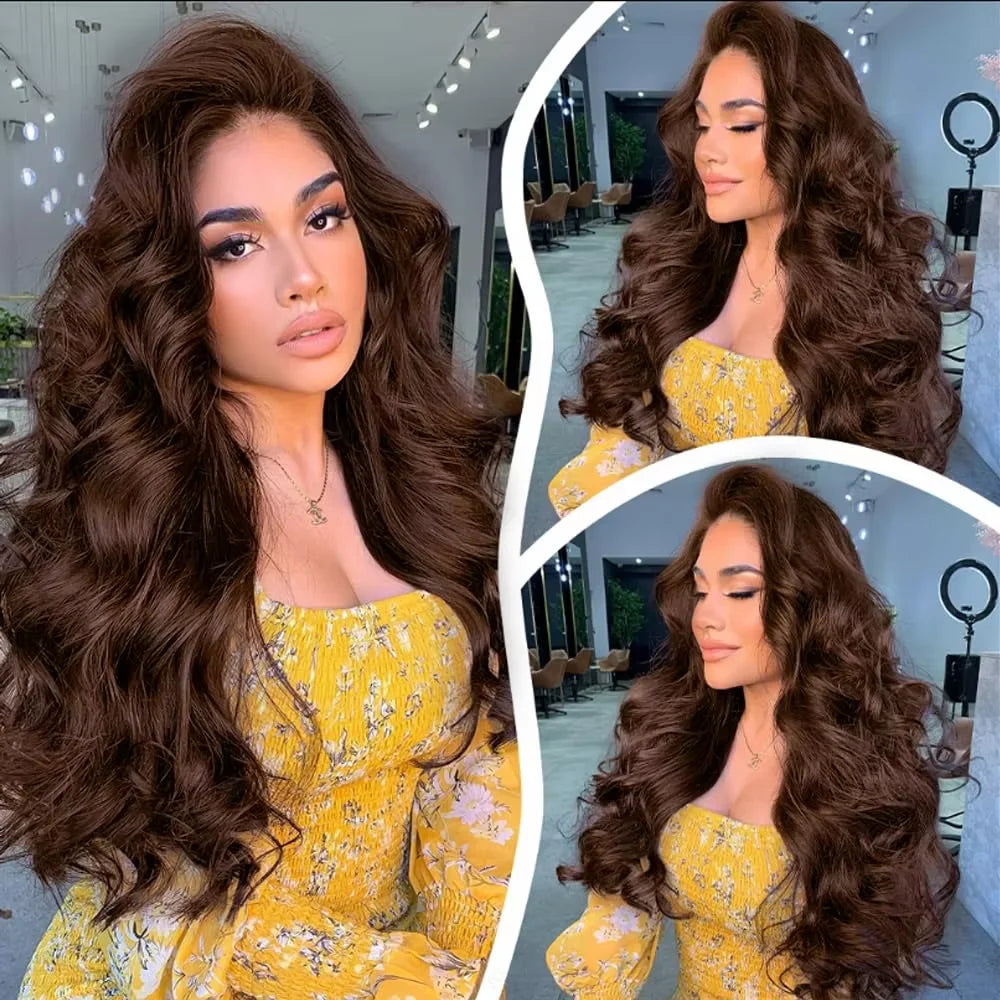 10A Brazilian Bundles with Closure Body Wave Bundles Human Hair With 4x4 Lace Closure Brown Blonde Colored 3/4 Weave Extensions