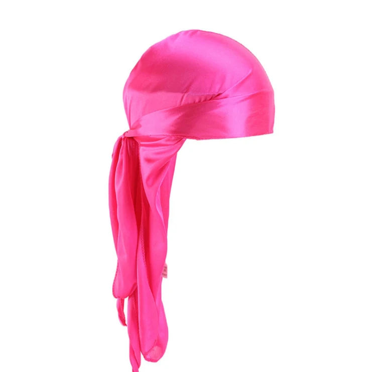 Unisex Silky Long Tail Durag Pirate Hat Turban Fashion Headwraps Cap Bandana Women Men Headwear Caps