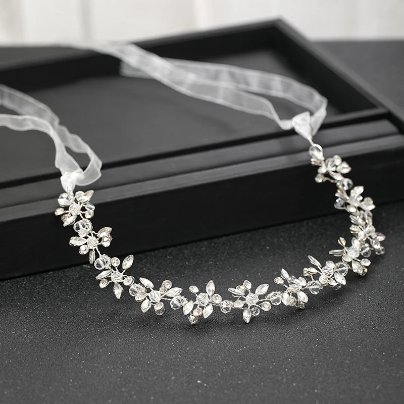 Handmade Silver Color Women Headbands Crystal Rhinestone Hairbands Hair Accessories Vines