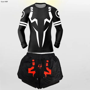 Jujutsu Kaisen Anime Compression T Shirt Suits Men's 2 In 1 Shorts Sport Running Jogging Gym Tracksuit Men Clothing Rashgard MMA