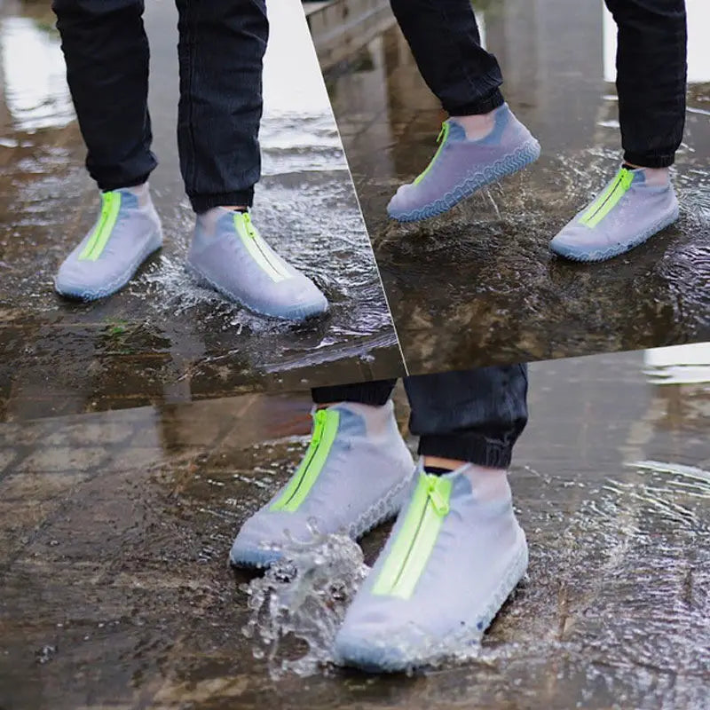 Waterproof Zipper Silicone Shoe Cover Rain Boots Unisex Outdoor Solid Non-Slip Wear-Resistant Reusable Shoe Cover