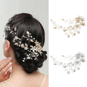 Handmade Blossom Headpiece Pearl Rhinestone Hair Bands Vine Metal Leaf Flower Headpiece Jewelry Hair Accessories