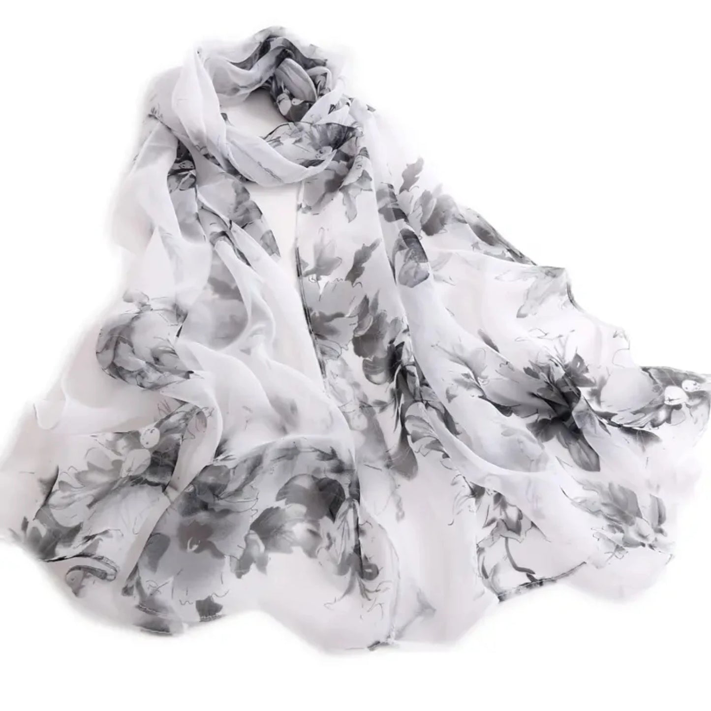 Elegant Peach Blossom Floral Lightweight Women's Shawl Scarf
