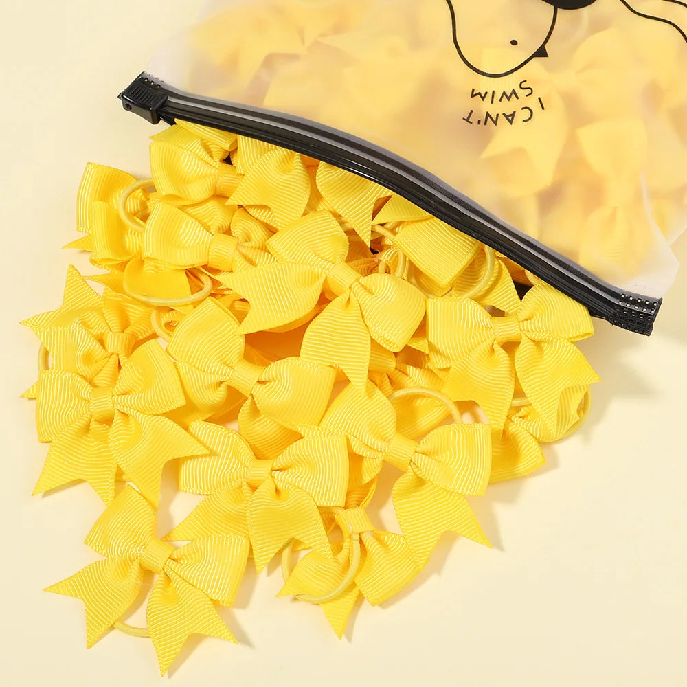5/10/20Pcs Mini Solid Bows Elastic Hair Bands Small Rubber Band Hair Rope Ponytail Holder Headwear Hair Accessories