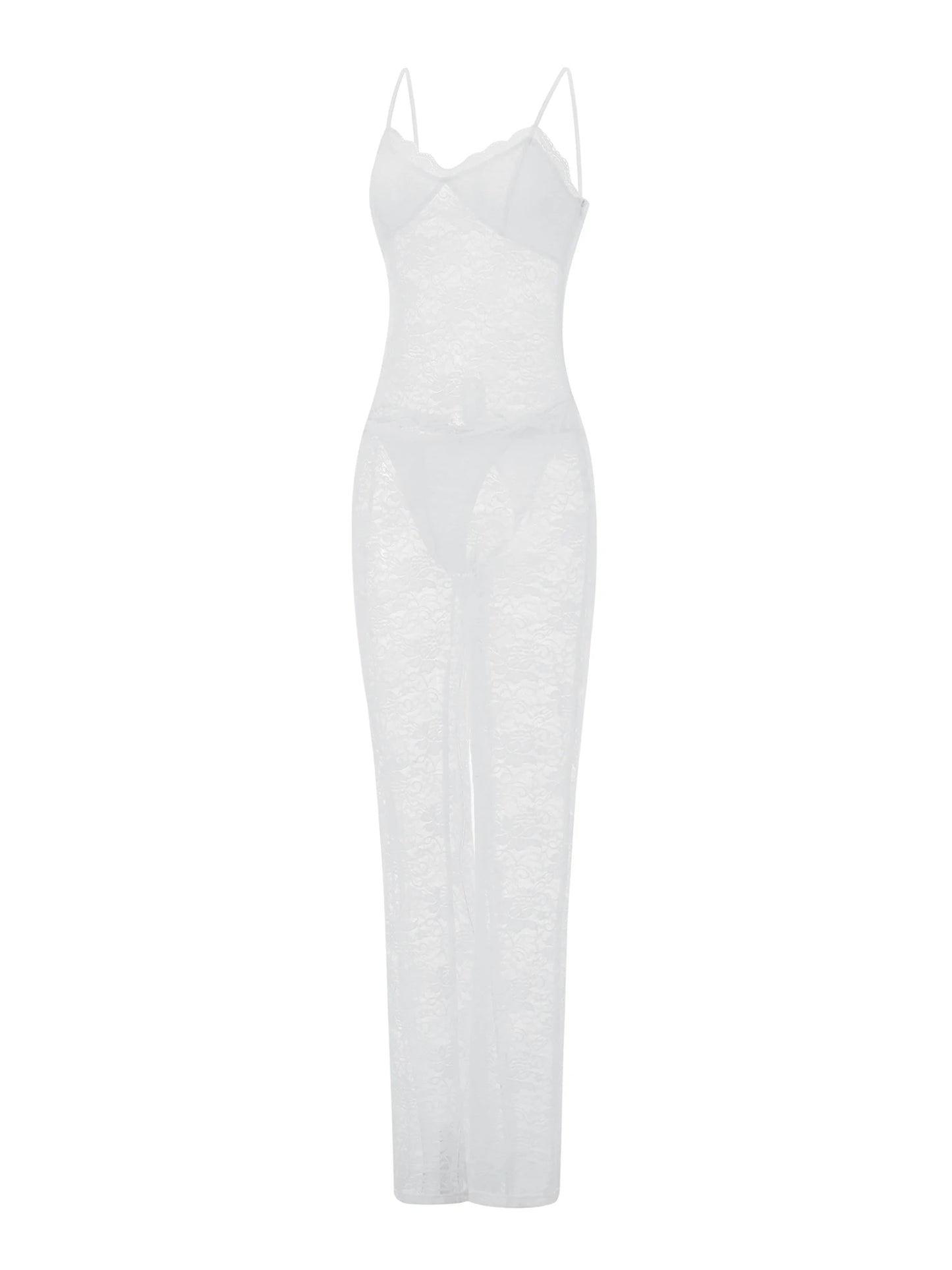 Elegant Floral Lace Romper with V-Neckline and Adjustable Spaghetti Straps Sexy Sheer Mesh Bodysuit