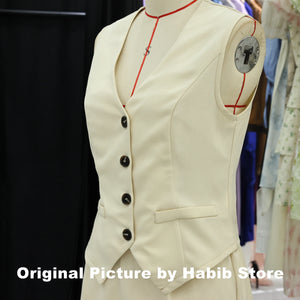 Women Elegant Solid Waistcoat Shorts Set Sleeveless Vest Top High Waist Slim Shorts Lady Office Casual 2 Pieces Set