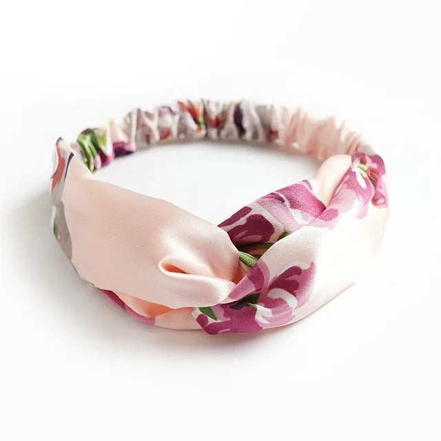 Boho Women Soft Solid Print Headbands Vintage Cross Knot Elastic Hairbands Turban Bandanas Hair Bands Hair Accessories