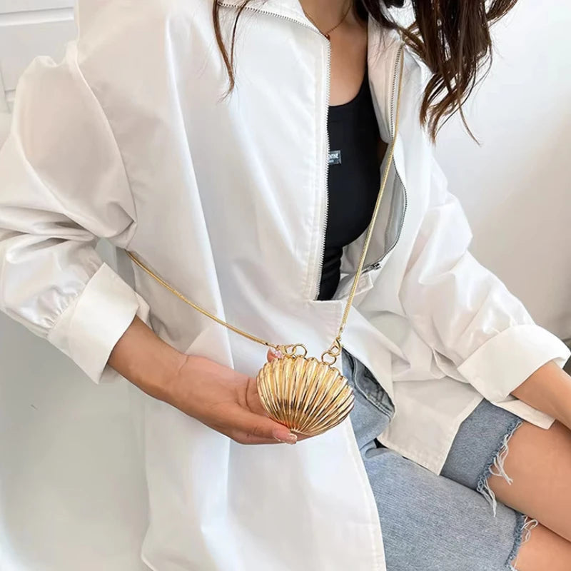 Summer Lipstick Bags for Women Fashion Pearl Mini Purse Crossbody Bag High Quality Gold Shell Bag Designer Shoulder Bag