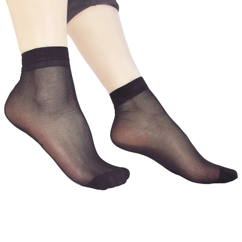 5/10 Pairs High Quality Women Velvet Socks Pack Female Summer Thin Silk Transparent Sexy Ankle Nylon Socks Set