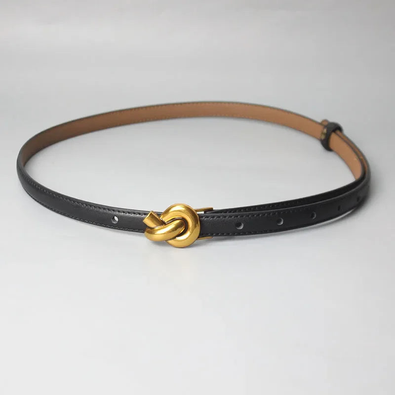 Genuine Leather Women Fashion Belt Knot Buckle Waistband Cummerbund For Dress  Jeans