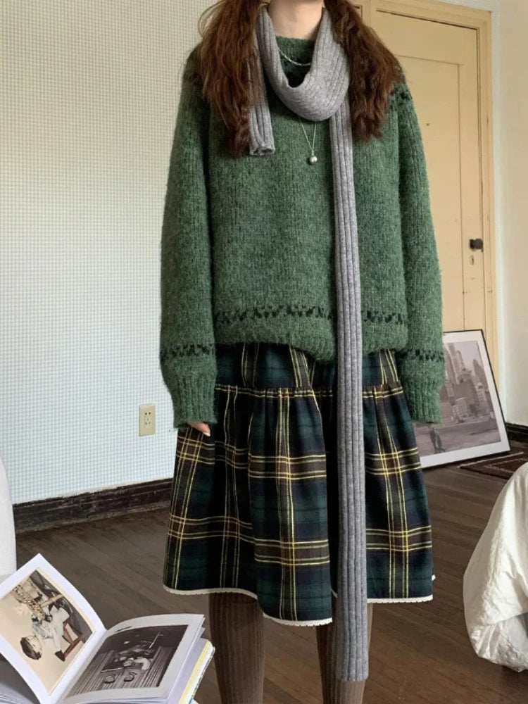 Vintage Plaid  Retro Ruffle Skirt