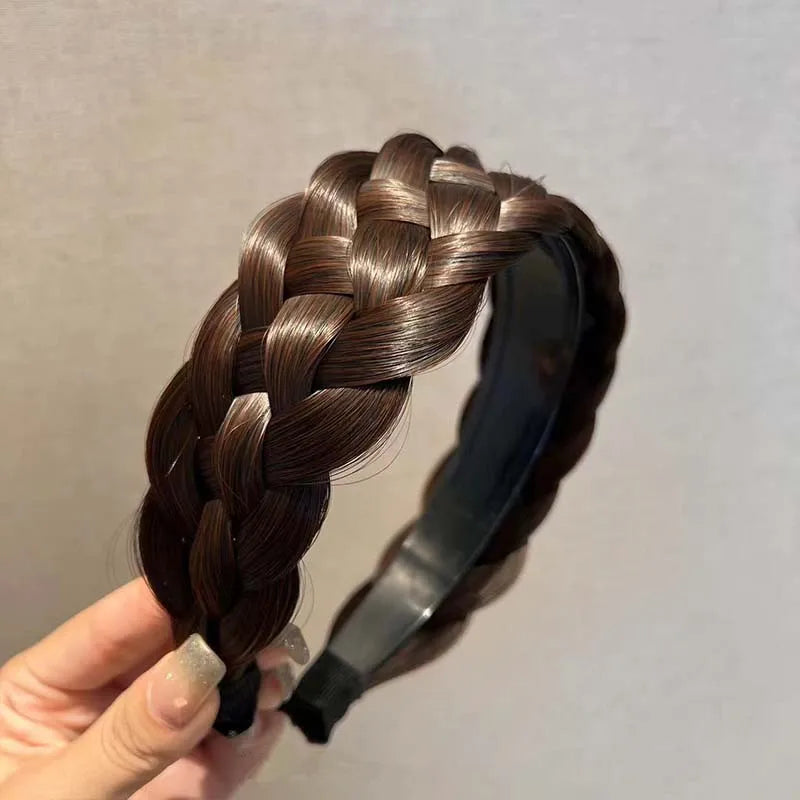 Wig braided headband five-strand braid thickened wide-brimmed hairband handmade women's hair accessories