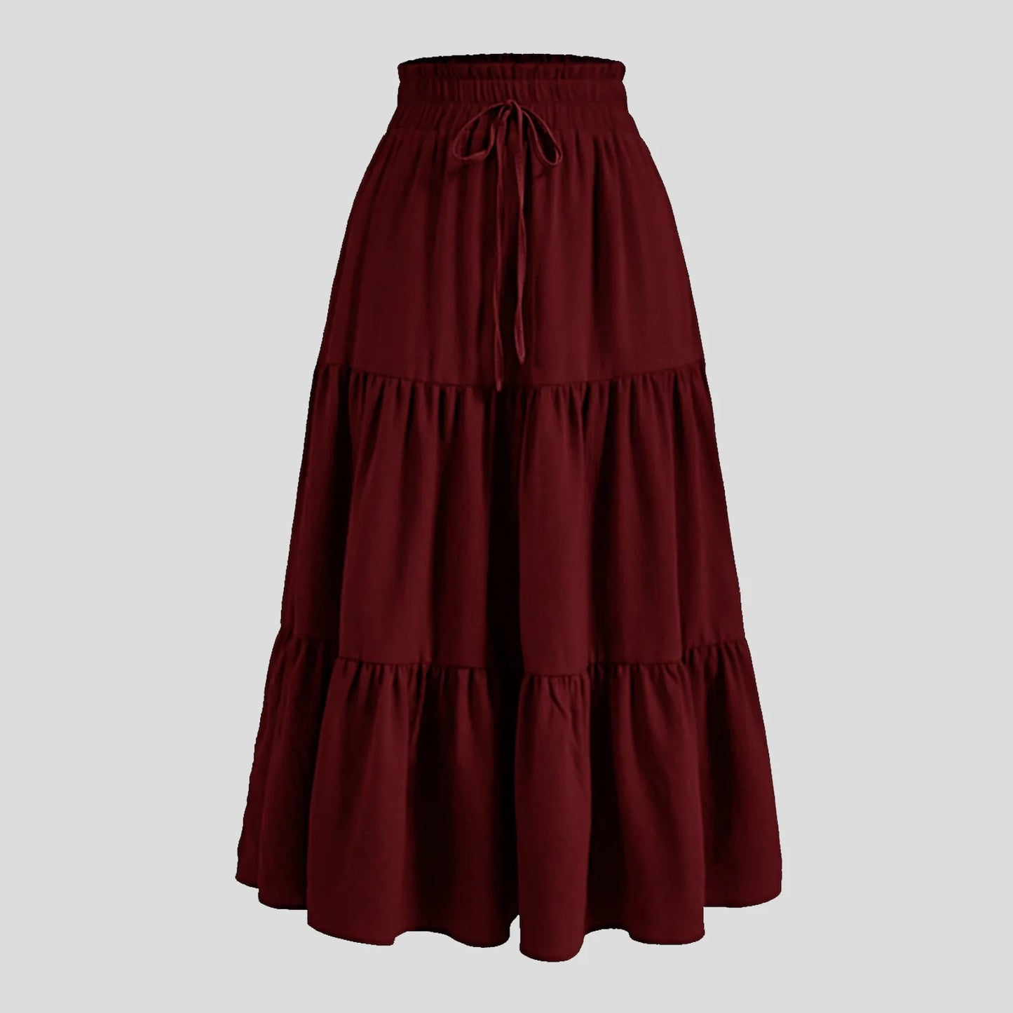 Women's Boho Vintage Floral Print Maxi Skirt Elastic High Waist Pleated Flowy A Line Long Skirts