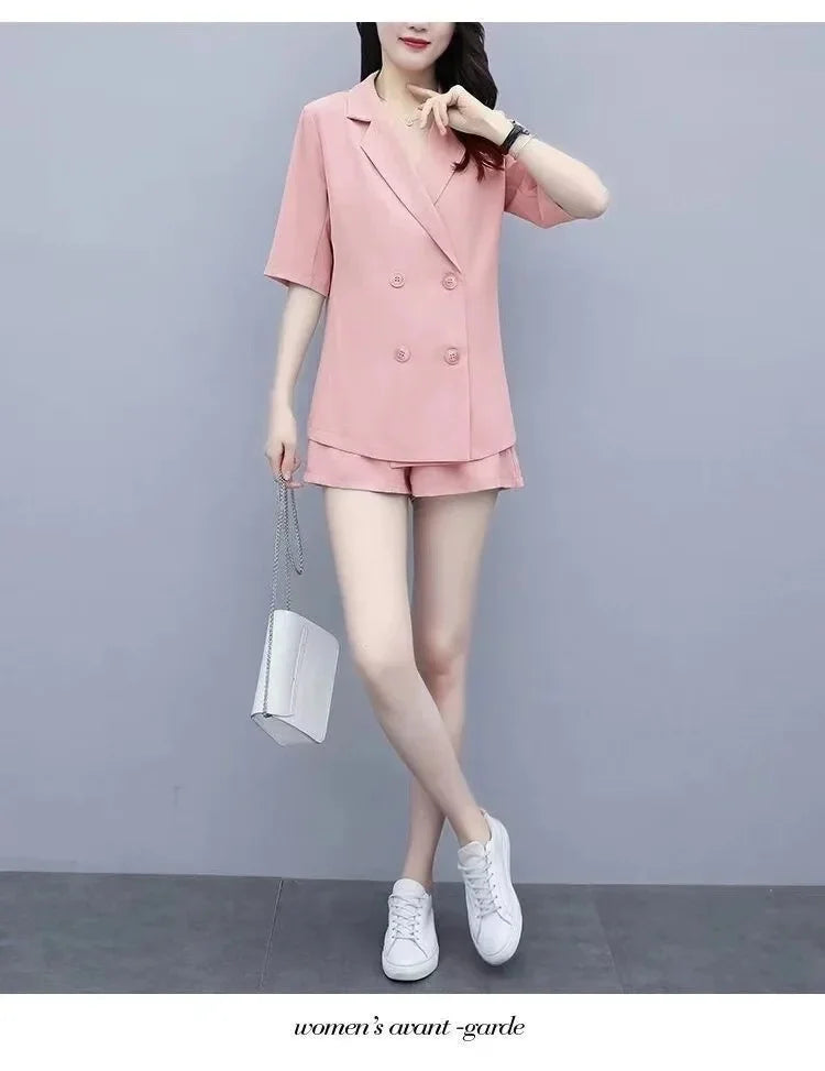 Plus Size Women's Fashionable Summer Set Cover Belly Shorts And Blouse Three Piece Set Stylish plus Size Clothing Ensemble