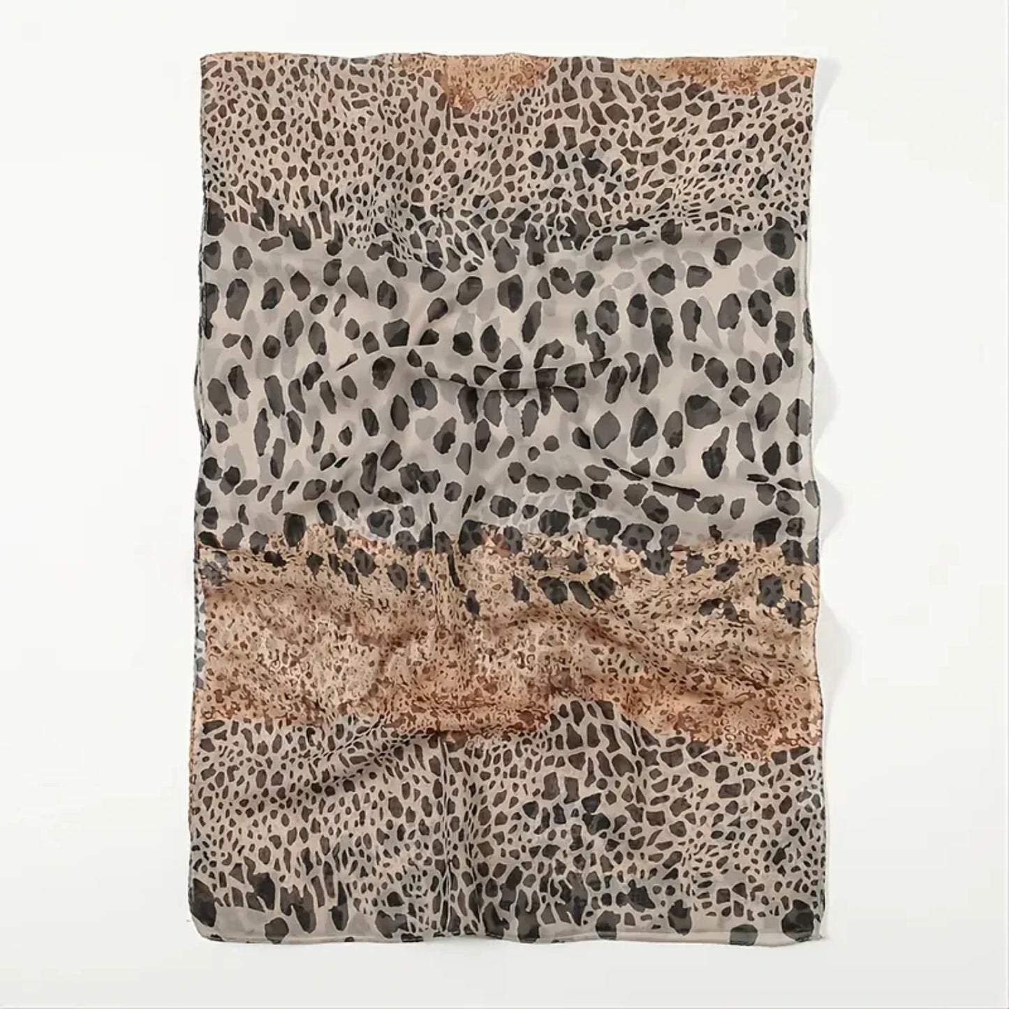 Fashion Leopard Print Splicing Thin Chiffon Scarf