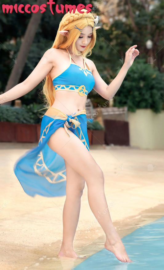 Halter Bikini Split Swimsuit Swimwear with Veil