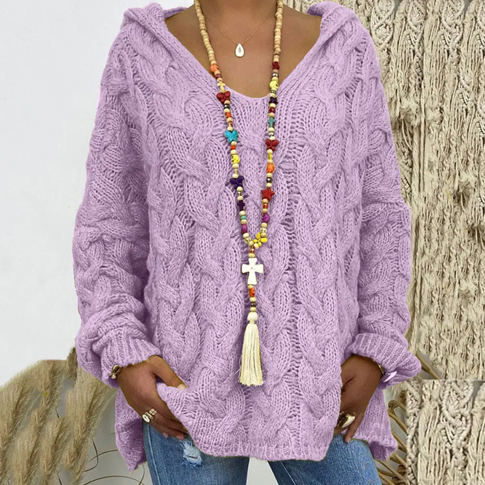 Women's Autumn Twist Knitted Sweater Casual Solid Hooded Pullovers Europe Style Jumpers Streetwear Women's Clothes