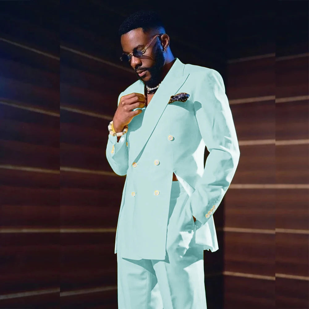 Fashion Men's Suits Special Style Double Breasted Peaked Lapel Luxury Blazer 2 Piece Jacket Pants Chic Blazer Customized