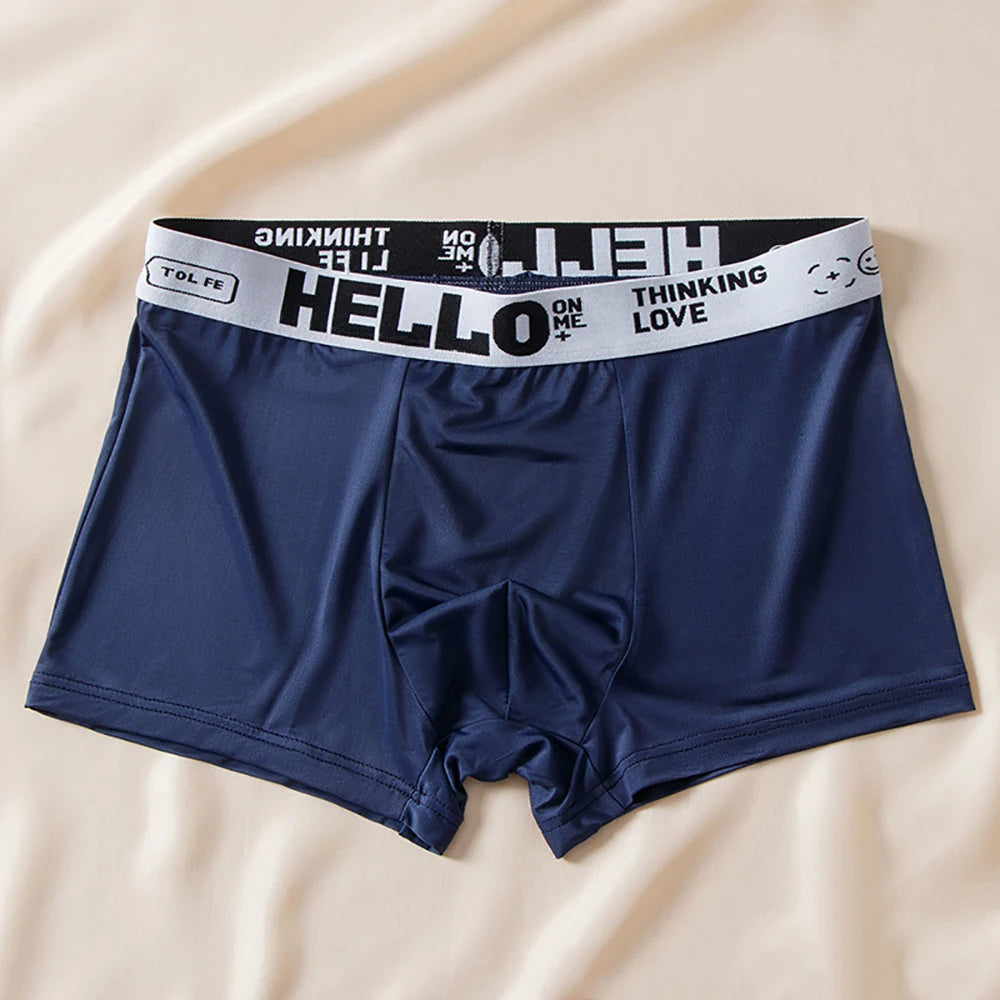 5pcs/lot Boxer Shorts Ice Silk Men's Underwear Summer Breathable Underpants U Convex Lingerie Breathable Sexy