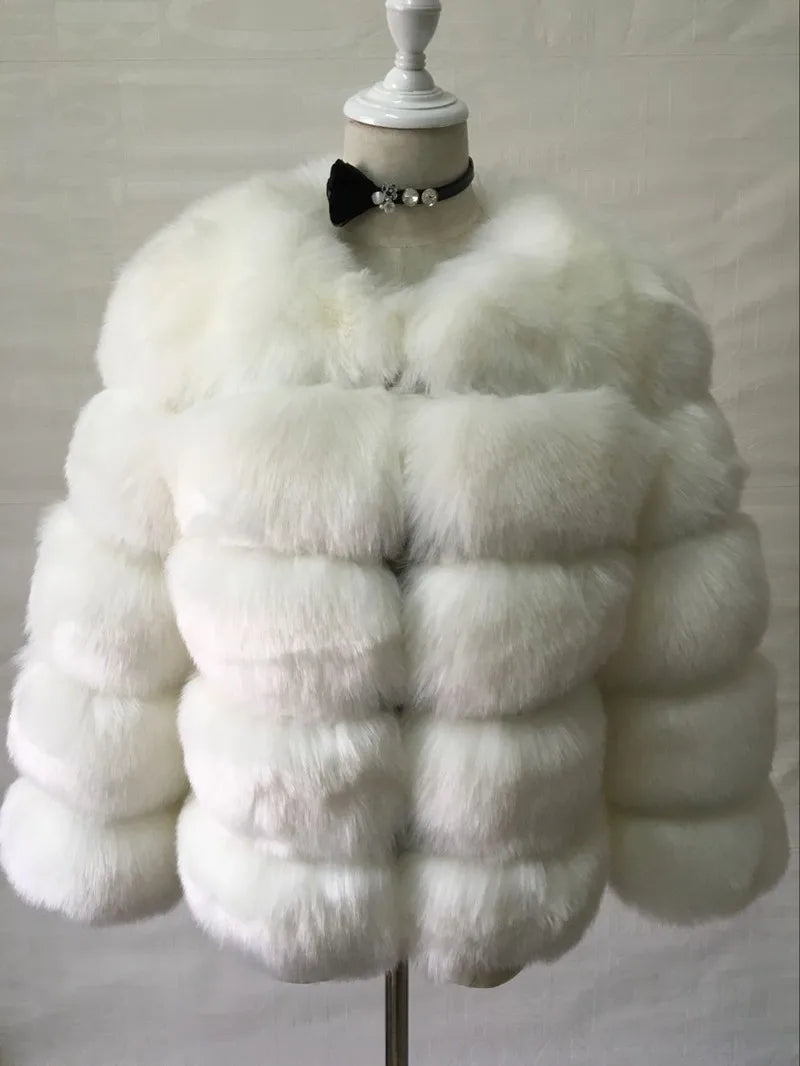 Faux Fur Coat Fashion Faux Fox Fur Fluffy Jacket High Quality