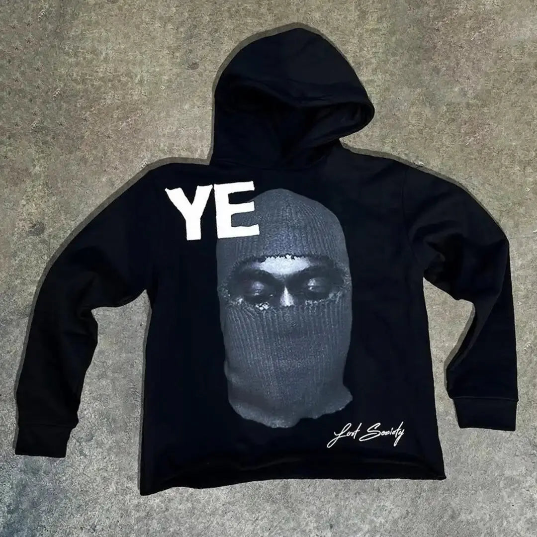 Skull Hoodies Fashion Print Top Oversized Pull-over Hoodie  American Streetwear Goth Women
