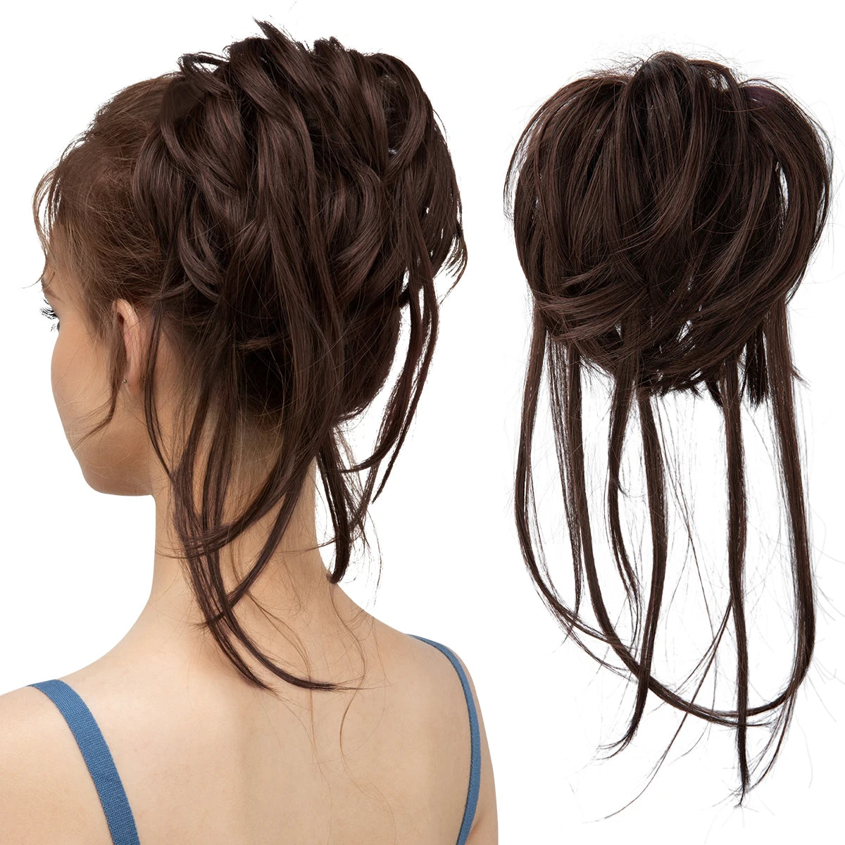 Synthetic Elastic Messy Bun Hairpieces Curly Scrunchie Black Blonde Brown Chignon Band Updo Donut For Women Natural Fake Hair